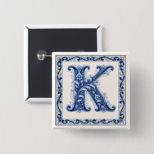 Norwegian Heritage K Monogramm - Blau Button (Vorne & Hinten)