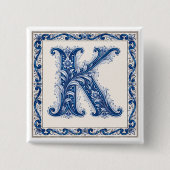 Norwegian Heritage K Monogramm - Blau Button (Vorderseite)
