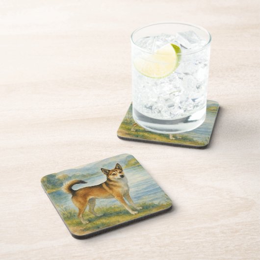 Norwegian Lundehund Getränkeuntersetzer (Rechte Seite)