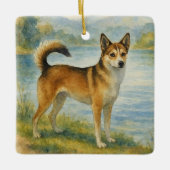 Norwegian Lundehund Keramikornament (Vorderseite)