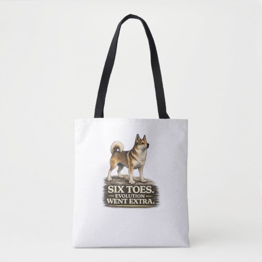 Norwegian Lundehund-Shirt – Six Toes Evolution Wen Tasche (Vorderseite)