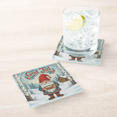 Norwegian Nisse God Jul Christmas Coaster Glasuntersetzer (Schrägansicht)