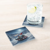 Norwegian Nisse Sledding, Coaster Glasuntersetzer (Schrägansicht)