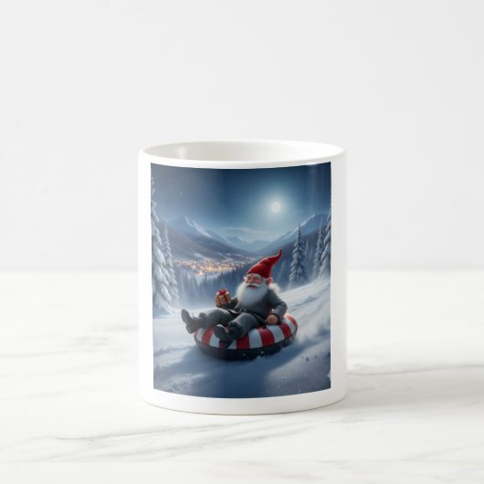 Norwegian Nisse Sledding, Coffee Mug Kaffeetasse (Mittel)