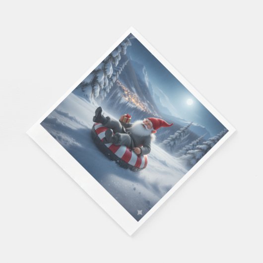 Norwegian Nisse Sledding, Napkins Serviette (Ecke)