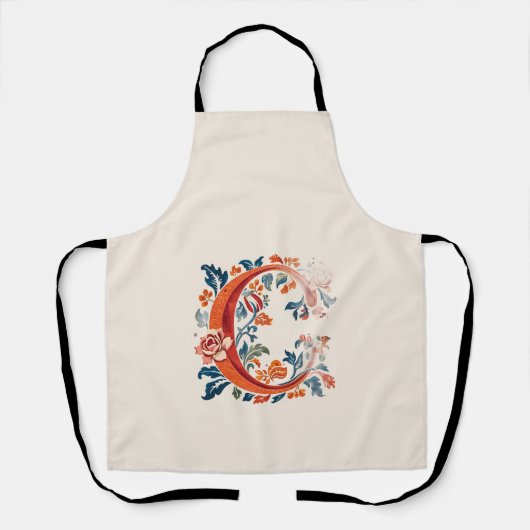 Norwegian Norway Rosemaling Initial C, Apron Schürze (Vorderseite)