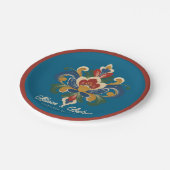 Norwegian Rosemaling Blaue Hochzeit Pappteller (Schrägansicht)