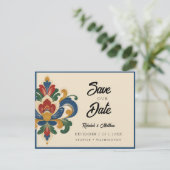 Norwegian Rosemaling Hochzeit Save The Date (Stehend Vorderseite)