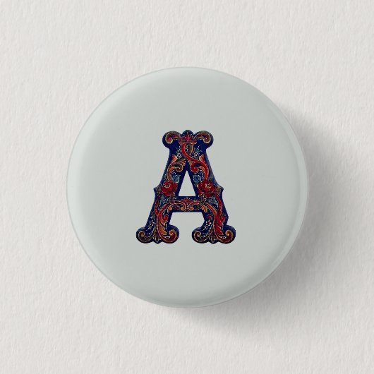 Norwegian Rosemaling Initiale – Traditionelle Blum Button (Vorderseite)