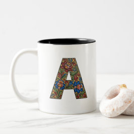 Norwegian Rosemaling Norway Initial A Mug Zweifarbige Tasse