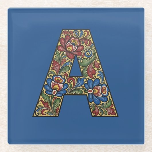 Norwegian Rosemaling Norway Initial Coaster Glasuntersetzer (Vorderseite)