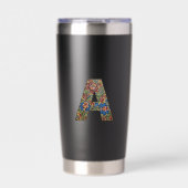 Norwegian Rosemaling Norwegen Initiale A Becher (Vorderseite)
