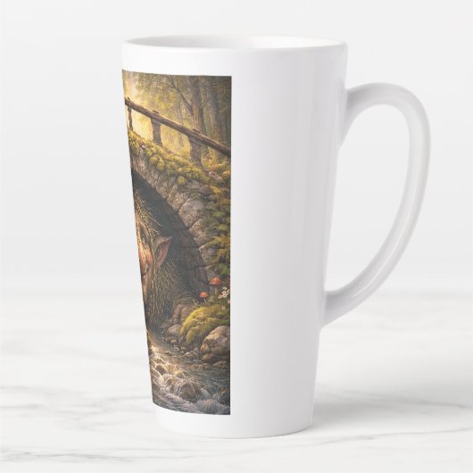 Norwegian Troll Hiding Under Bridge, Latte Mug Milchtasse (Rechts)