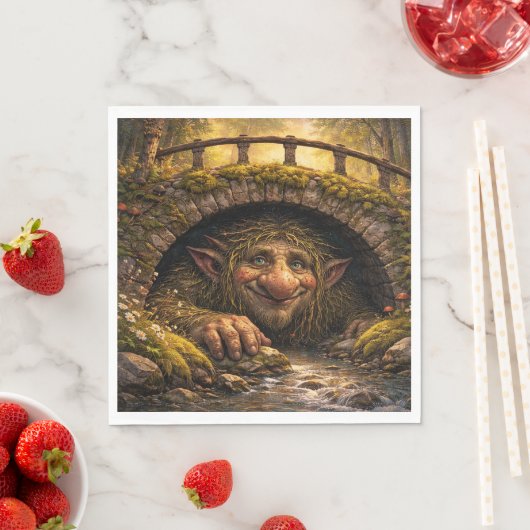 Norwegian Troll Hiding Under Bridge, Napkins Serviette (Beispiel)