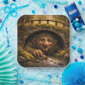 Norwegian Troll Hiding Under Bridge, Paper Plates Pappteller (Party)