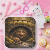 Norwegian Troll Hiding Under Bridge, Paper Plates Pappteller (Party)