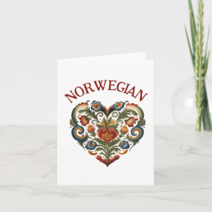 Norwegianische Rosemaling-Volksherz   Leer Karte