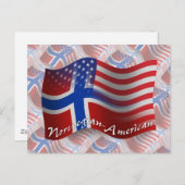 Norwegisch-amerikanische Wave-Fahne Postkarte (Vorne/Hinten)
