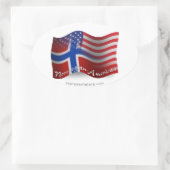 Norwegisch-amerikanische Waving Flag Ovaler Aufkleber (Tasche)