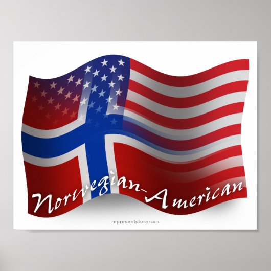 Norwegisch-amerikanische Waving Flag Poster (Vorne)