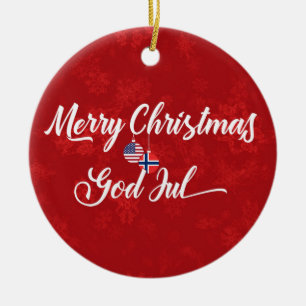 Norwegisch-amerikanische zweisprachige Feriendekor Keramikornament