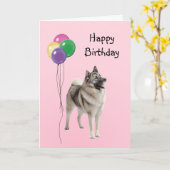 Norwegisch-Elkhound, Birthday Balloons Karte (Gelbe Blume)