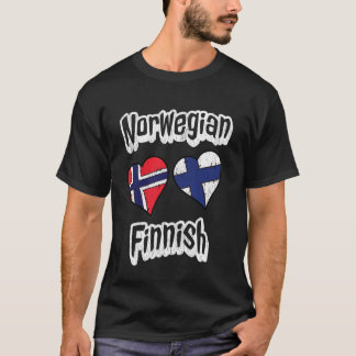 Norwegisch Finnische Flagge Herz Combo Norwegen Fi T-Shirt