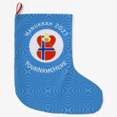 Norwegische Angelflagge Hanukkah Personalisiert Großer Weihnachtsstrumpf (Vorderseite)