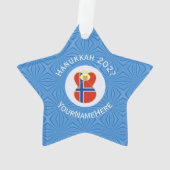 Norwegische Angelflagge Hanukkah Personalisiert Ornament (Rückseite)