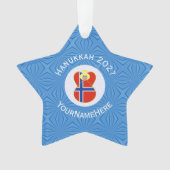 Norwegische Angelflagge Hanukkah Personalisiert Ornament (Vorderseite)