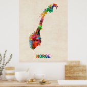 Norwegische Aquarellkarte Poster (Küche)