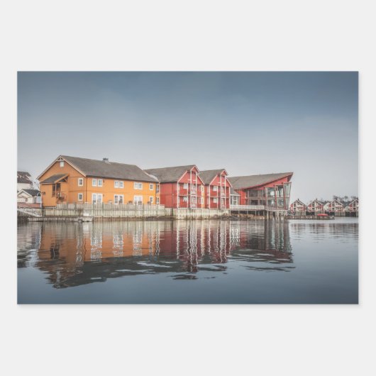 Norwegische bemalte Häuser Geschenkpapier Set (Vorderseite 2)