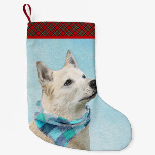 Norwegische Buhund-Malerei - Niedliche Original Hu Kleiner Weihnachtsstrumpf