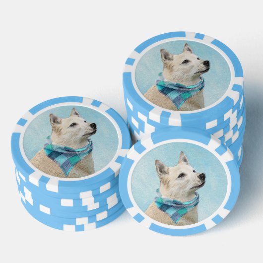 Norwegische Buhund-Malerei - Niedliche Original Hu Pokerchips (Stapel)