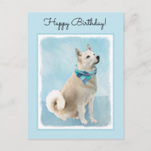 Norwegische Buhund-Malerei - Niedliche Original Hu Postkarte