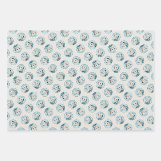 Norwegische Buhund Malerei Wheaten Original Hunde Geschenkpapier Set (Vorderseite 2)