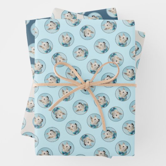 Norwegische Buhund Malerei Wheaten Original Hunde  Geschenkpapier Set (Beispiel)