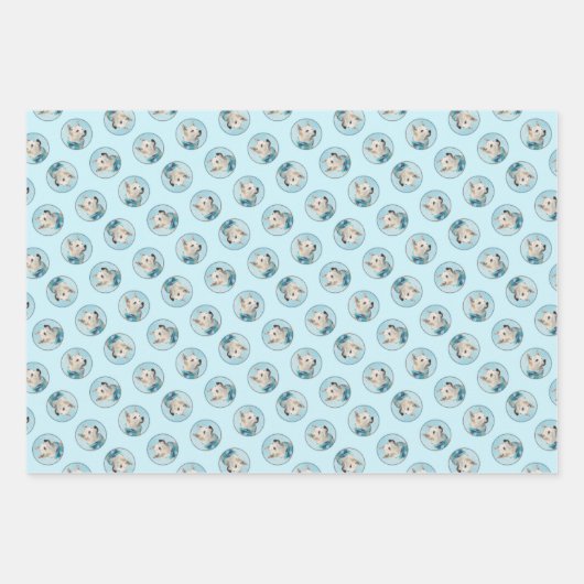 Norwegische Buhund Malerei Wheaten Original Hunde  Geschenkpapier Set (Vorderseite)