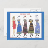 Norwegische Bunad / Papierpuppenkarte Postkarte (Vorne/Hinten)
