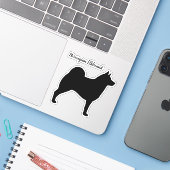 Norwegische Elkhound-Hunde-Silhouette Vinyl Sticke Aufkleber (Laptop mit iPhone)