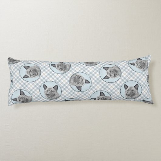 Norwegische Elkhound Malerei Niedliche Original Hu Seitenschläferkissen (Rückseite)