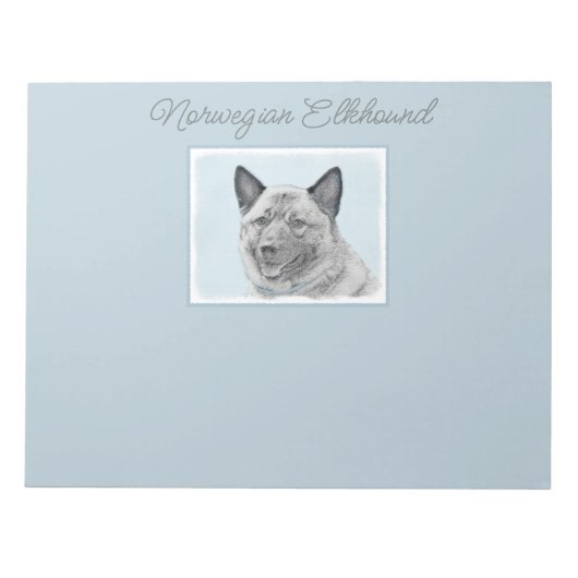 Norwegische Elkhound-Malerei - Original Dog Art ni Notizblock (Vorderseite)