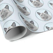 Norwegische Elkhound-Malerei - Original Hundekunst Geschenkpapier (Rolleneckpunkt)