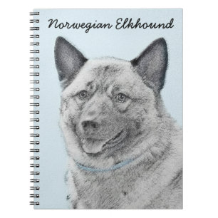 Norwegische Elkhound-Malerei - Original Hundekunst Notizblock