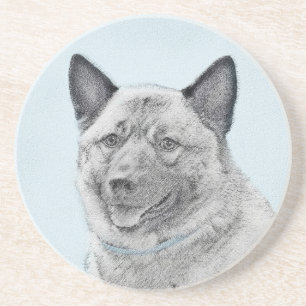 Norwegische Elkhound-Malerei - Original Hundeschic Getränkeuntersetzer