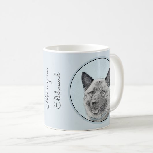 Norwegische Elkhound-Malerei - Original Hundeschic Kaffeetasse (VorderseiteRechts)