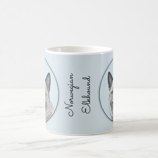 Norwegische Elkhound-Malerei - Original Hundeschic Kaffeetasse (Mittel)