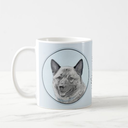 Norwegische Elkhound-Malerei - Original Hundeschic Kaffeetasse (Links)
