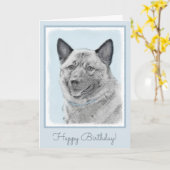 Norwegische Elkhound-Malerei - Original Hundeschic Karte (Gelbe Blume)