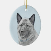 Norwegische Elkhound-Malerei - Original Hundeschic Keramik Ornament (Rechts)